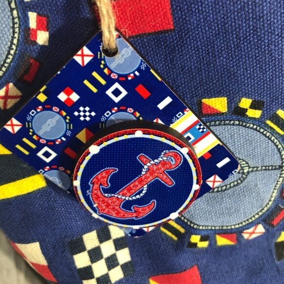 Sun N Sand Beach Cotton Backpack Red Blue Anchor - Picture 5 of 10